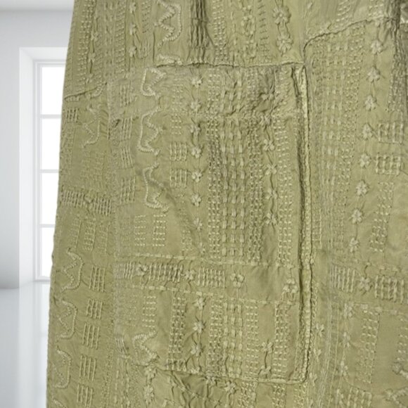 Johnny Was Khaki Green Embroidered Pull-On Cargo Joggers M - Cupro Rayon Comfort - Picture 7 of 11